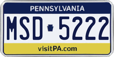 PA license plate MSD5222