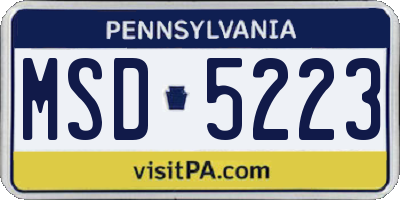 PA license plate MSD5223
