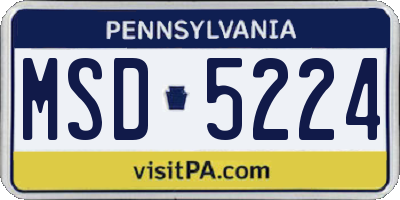 PA license plate MSD5224