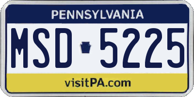 PA license plate MSD5225