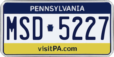 PA license plate MSD5227