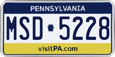 PA license plate MSD5228