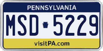 PA license plate MSD5229