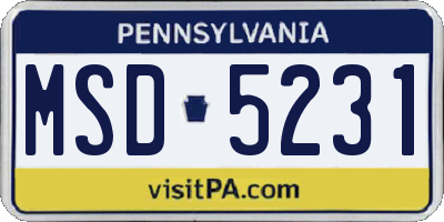 PA license plate MSD5231