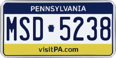 PA license plate MSD5238