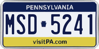 PA license plate MSD5241
