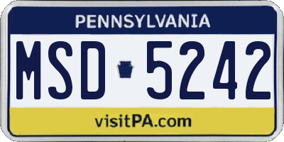 PA license plate MSD5242