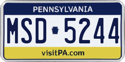 PA license plate MSD5244