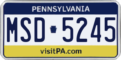 PA license plate MSD5245