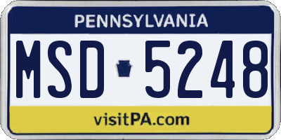PA license plate MSD5248