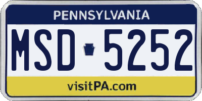 PA license plate MSD5252