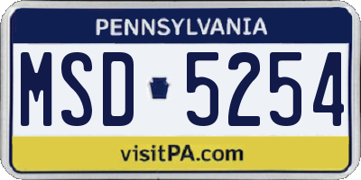 PA license plate MSD5254
