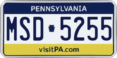 PA license plate MSD5255
