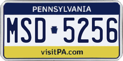 PA license plate MSD5256
