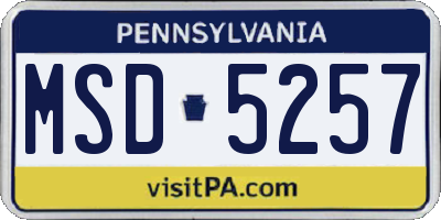 PA license plate MSD5257