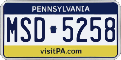 PA license plate MSD5258