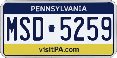 PA license plate MSD5259