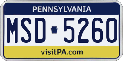 PA license plate MSD5260