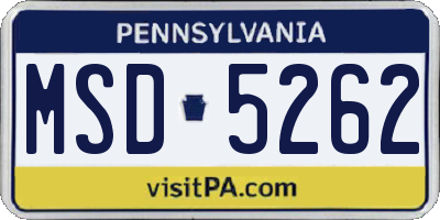 PA license plate MSD5262