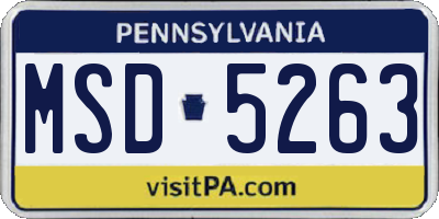 PA license plate MSD5263