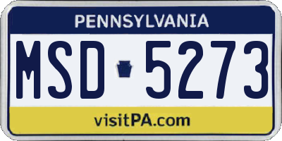 PA license plate MSD5273