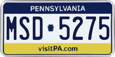 PA license plate MSD5275