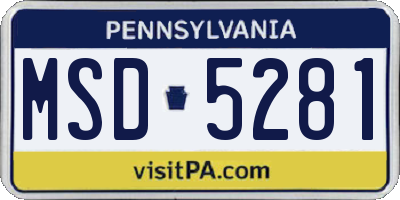 PA license plate MSD5281