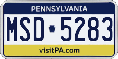 PA license plate MSD5283