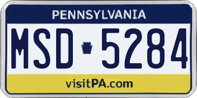 PA license plate MSD5284