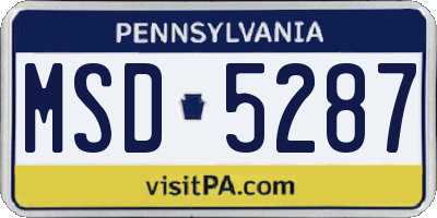 PA license plate MSD5287