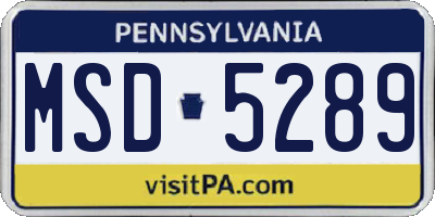 PA license plate MSD5289