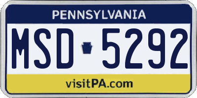 PA license plate MSD5292