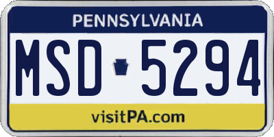PA license plate MSD5294