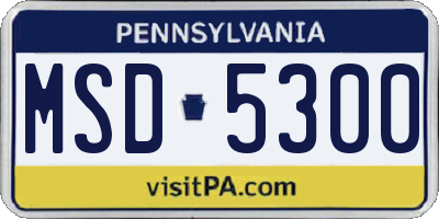 PA license plate MSD5300
