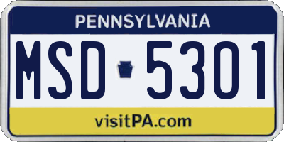 PA license plate MSD5301
