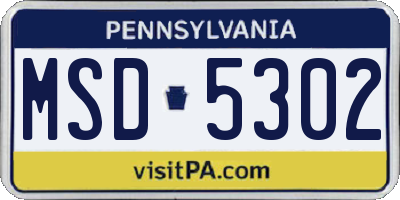 PA license plate MSD5302