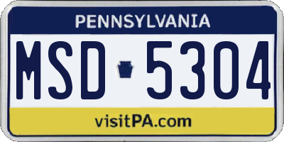 PA license plate MSD5304