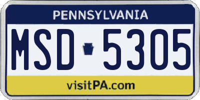 PA license plate MSD5305
