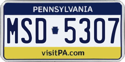 PA license plate MSD5307