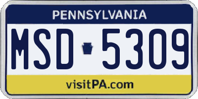 PA license plate MSD5309