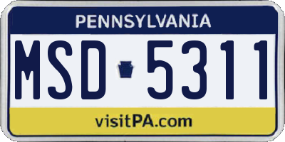 PA license plate MSD5311