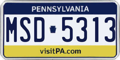 PA license plate MSD5313