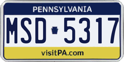 PA license plate MSD5317