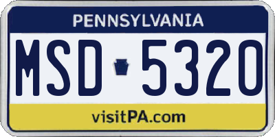 PA license plate MSD5320