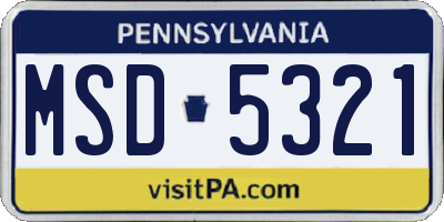 PA license plate MSD5321