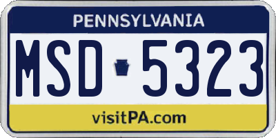PA license plate MSD5323