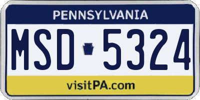 PA license plate MSD5324