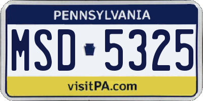 PA license plate MSD5325
