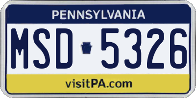 PA license plate MSD5326