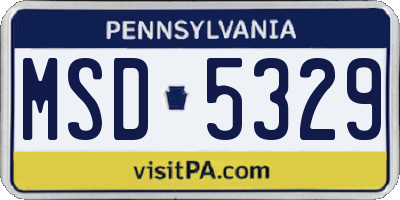 PA license plate MSD5329